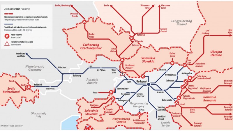 Szünetel a nemzetközi vasúti forgalom a magyar-horvát és a magyar-román határon