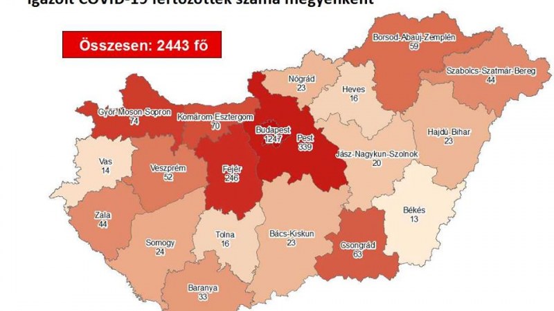 Koronavírus – Meghalt 12 beteg, 2443-ra emelkedett a fertőzöttek száma Magyarországon