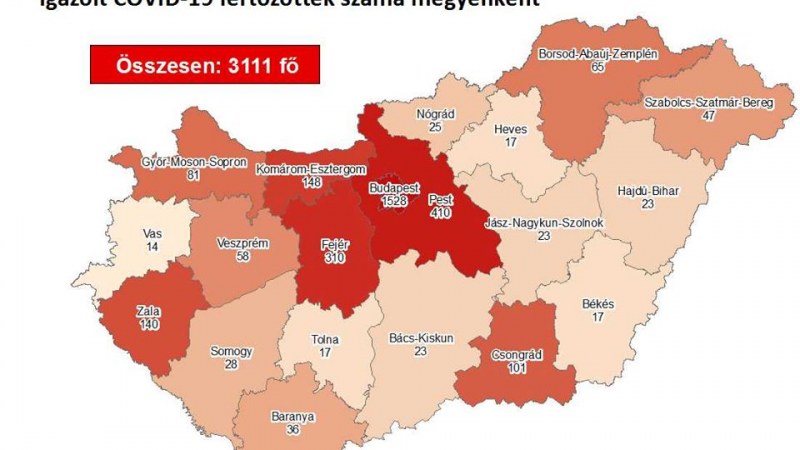 Meghalt 10 beteg és 3111-re emelkedett a fertőzöttek száma Magyarországon